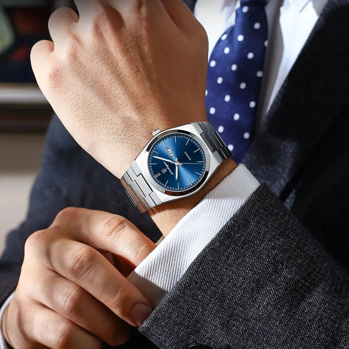 Luxury Watch for Man Waterproof Luminous Date Week Stainless Steel Men Watch Casual Quartz Men'S Watches Male Clock+Box
